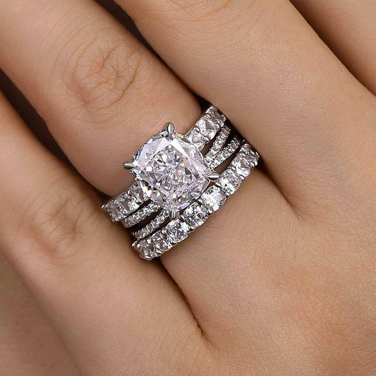 4.5CT Cushion Cut Diamond with 5.0CT Accents Wedding Set