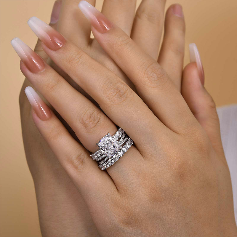 4.5CT Cushion Cut Diamond with 5.0CT Accents Wedding Set