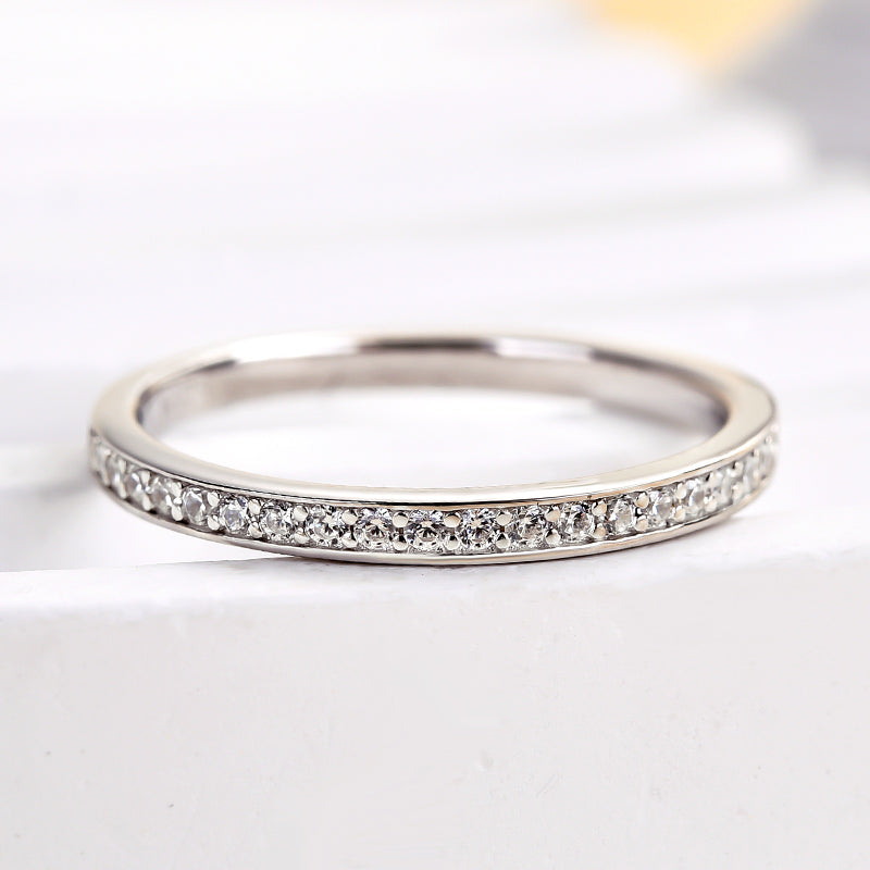 925 Silver White Gold Plated 0.3ct Bridal Wedding Band