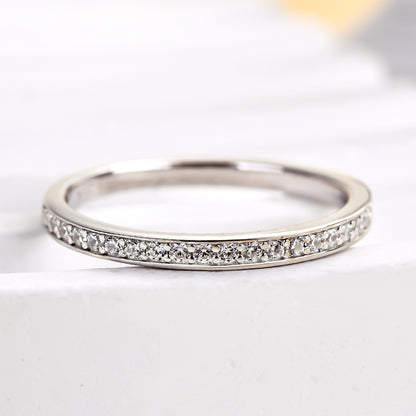 925 Silver White Gold Plated 0.3ct Bridal Wedding Band