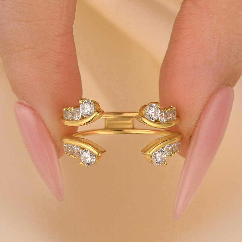 Vintage Vine Gold Wedding Band - 0.9Ct Diamond Insert Ring