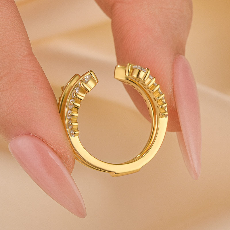Vintage Vine Gold Wedding Band - 0.9Ct Diamond Insert Ring