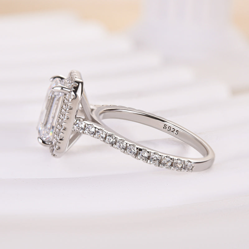 2 Carat Emerald Cut White Sapphire Solitaire Ring