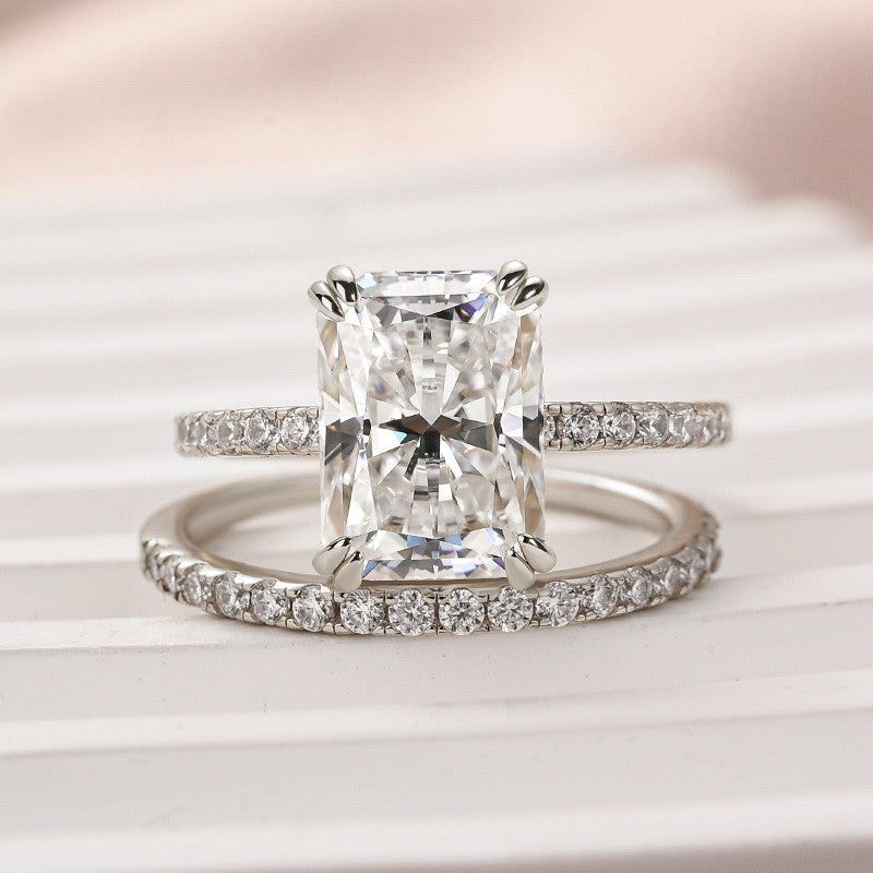 Women's 4.5Ct Radiant Cut Moissanite Wedding Ring in White Gold