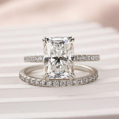 Women's 4.5Ct Radiant Cut Moissanite Wedding Ring in White Gold