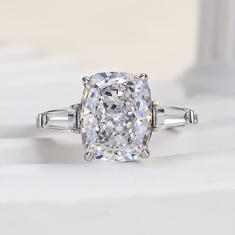 4.5 Carat Cushion Cut Three Stone Diamond Ring