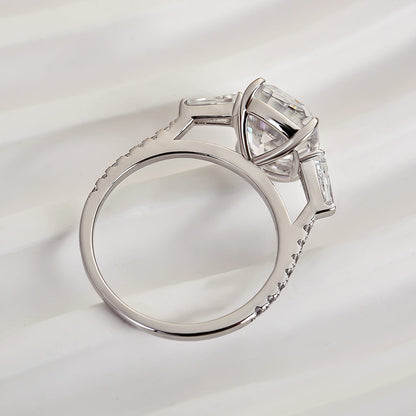 4.5 Carat Cushion Cut Three Stone Diamond Ring