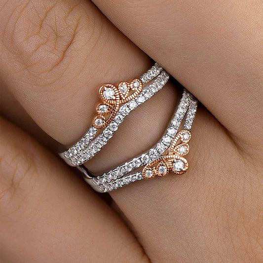 925 Silver White & Rose Gold 1ct Sona Diamond Band
