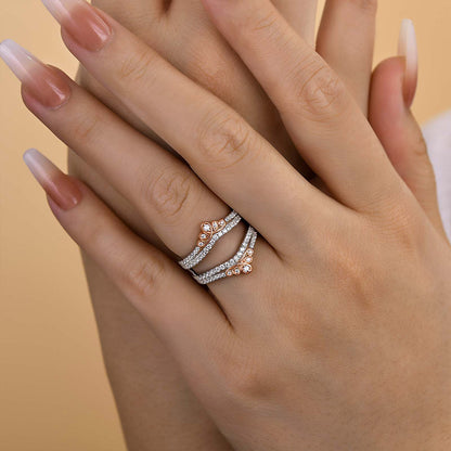 925 Silver White & Rose Gold 1ct Sona Diamond Band