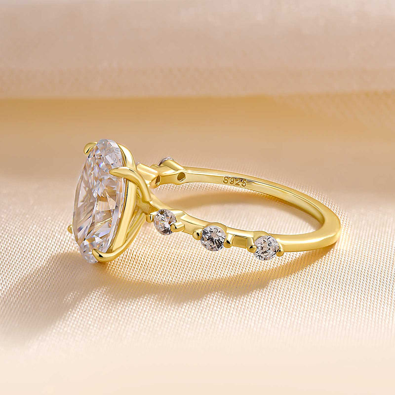 4Ct Oval Cut Diamond Ring with 0.5Ct Side Stones 925 Silver