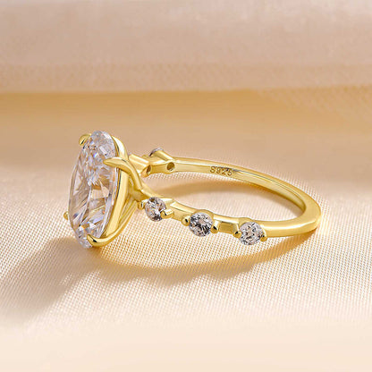 4Ct Oval Cut Diamond Ring with 0.5Ct Side Stones 925 Silver