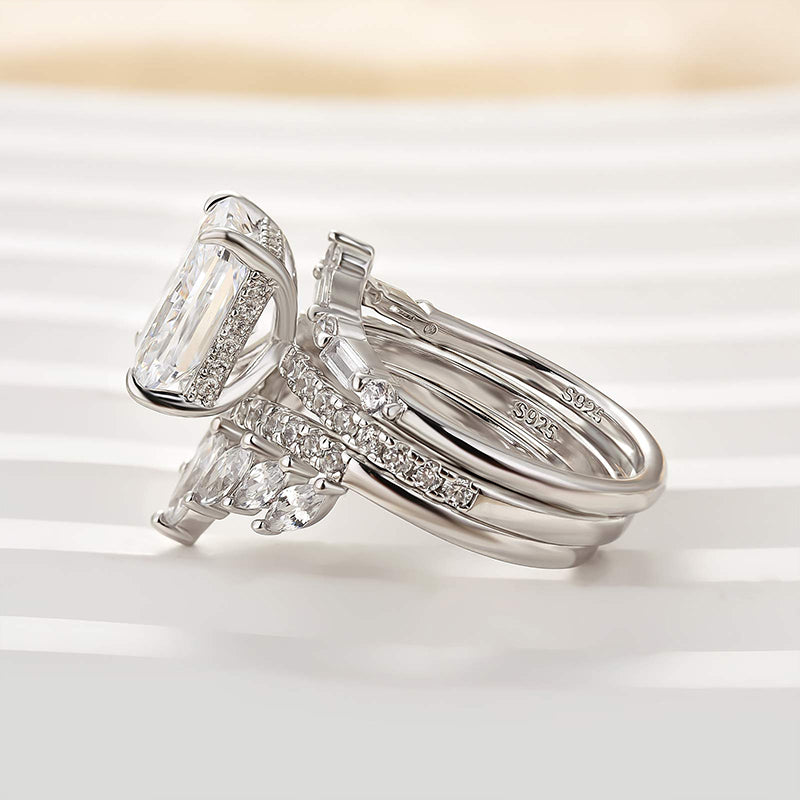 3.5Ct Radiant Cut Diamond Ring Set with Dual Bands