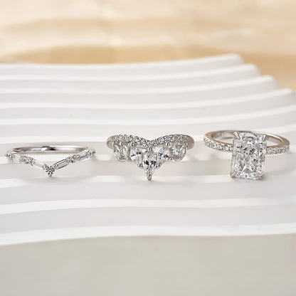 3.5Ct Radiant Cut Diamond Ring Set with Dual Bands