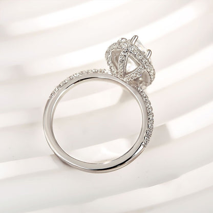 3Ct Marquise Halo Engagement Ring - 18K White Gold Plated