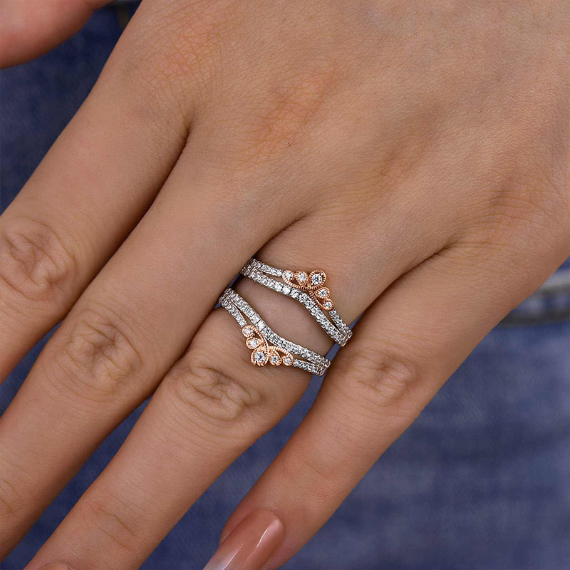 925 Silver White & Rose Gold 1ct Sona Diamond Band