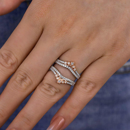925 Silver White & Rose Gold 1ct Sona Diamond Band