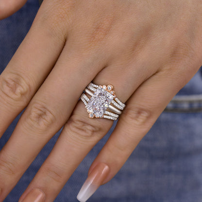 4.5Ct Radiant Sona Diamond Ring with Dual-Tone Band