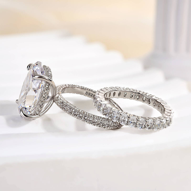 8Ct Oval Simulated Diamond Ring with 3Ct Accents