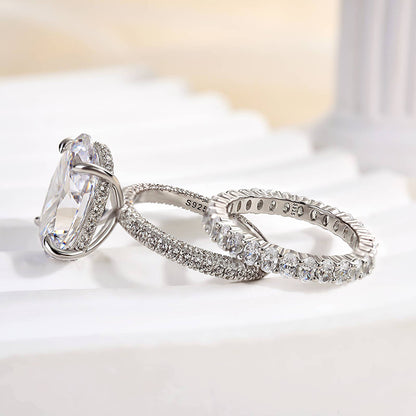 8Ct Oval Simulated Diamond Ring with 3Ct Accents