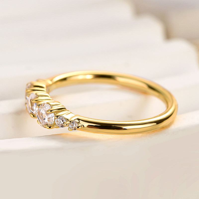 1.0Ct Asscher Cut Simulated Diamond Band - 18K Yellow Gold Plated