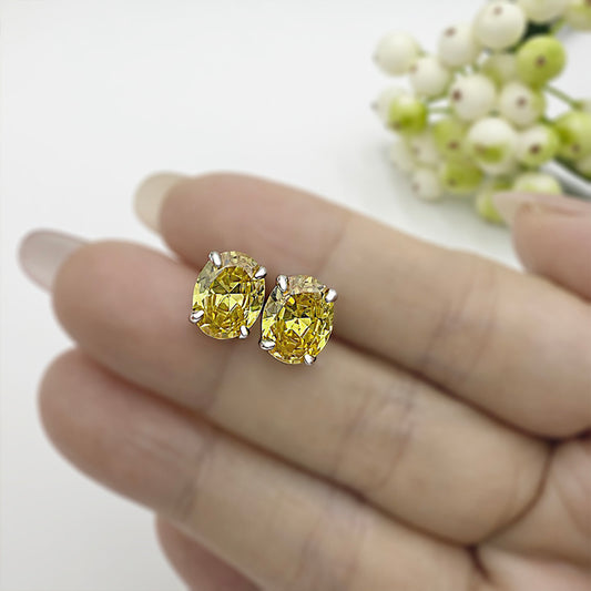 Elegant White Simulated Diamond Earrings in Silver & Gold