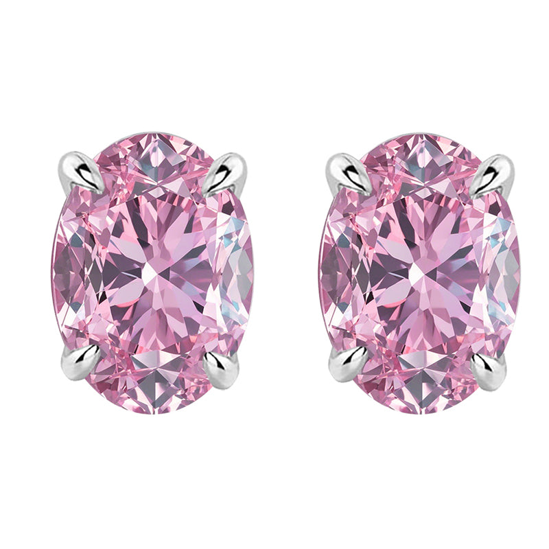 AUROGEM Pink Cushion Cut 3.0ct Gemstone Women's Stud Earrings In Sterling Silver Item no.  EH002A05