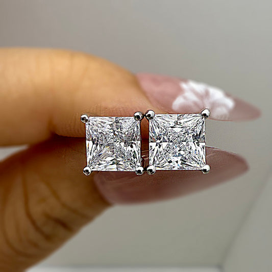 Elegant White Simulated Diamond Earrings in Silver