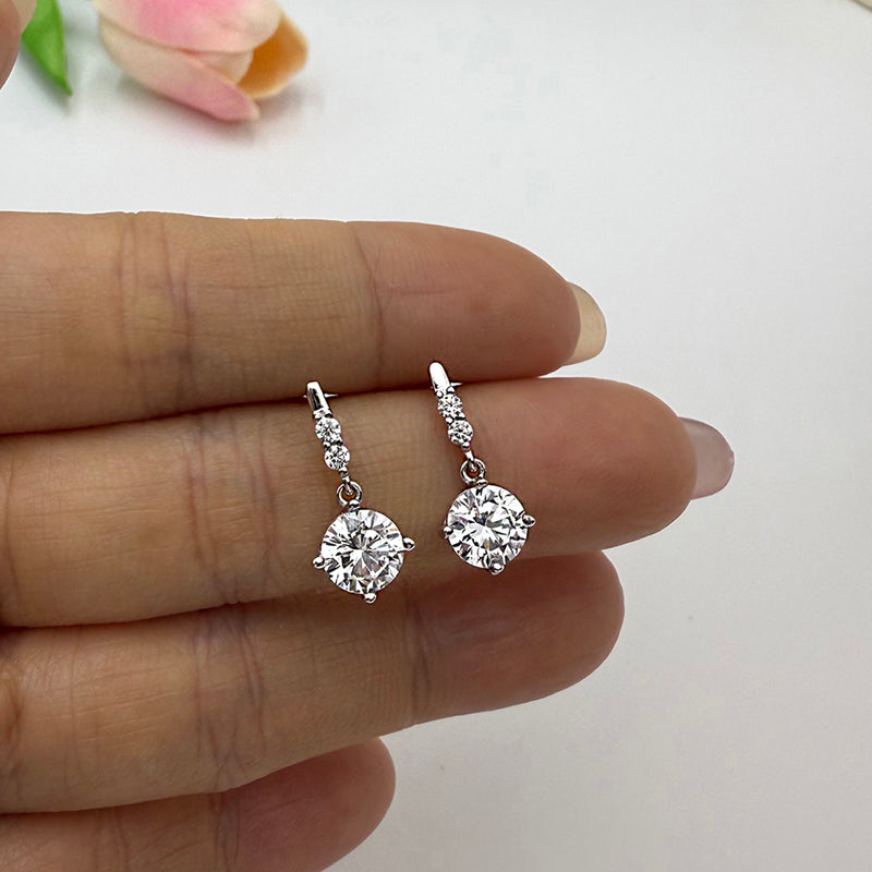 Sterling Silver Earrings with 1ct Zircon Item no.  EH009A