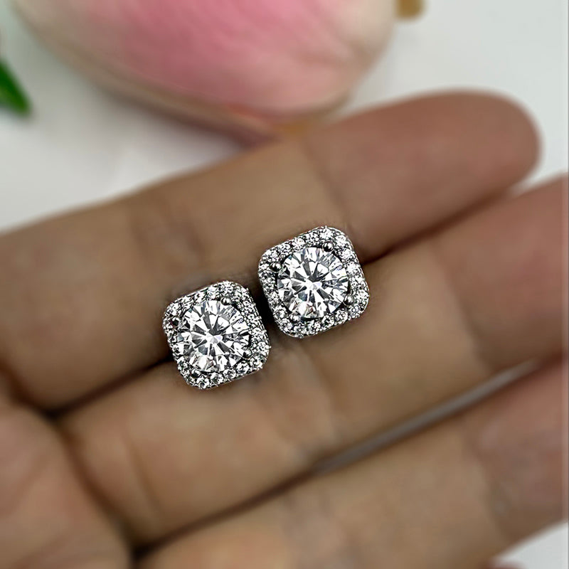 Sterling Silver Ear Studs with 1.5ct Zircon Item no.  EH010A