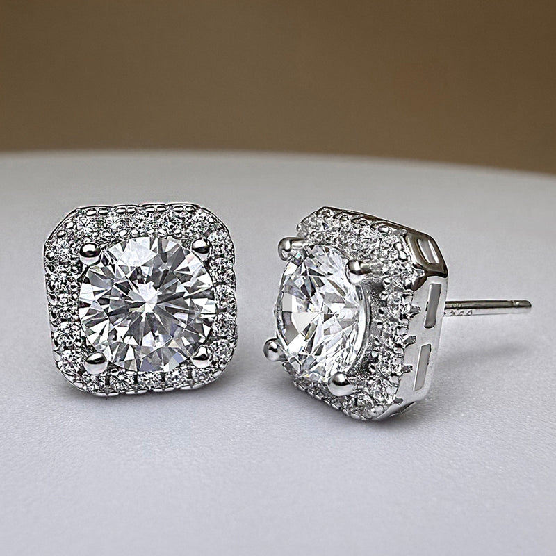 Sterling Silver Ear Studs with 1.5ct Zircon Item no.  EH010A