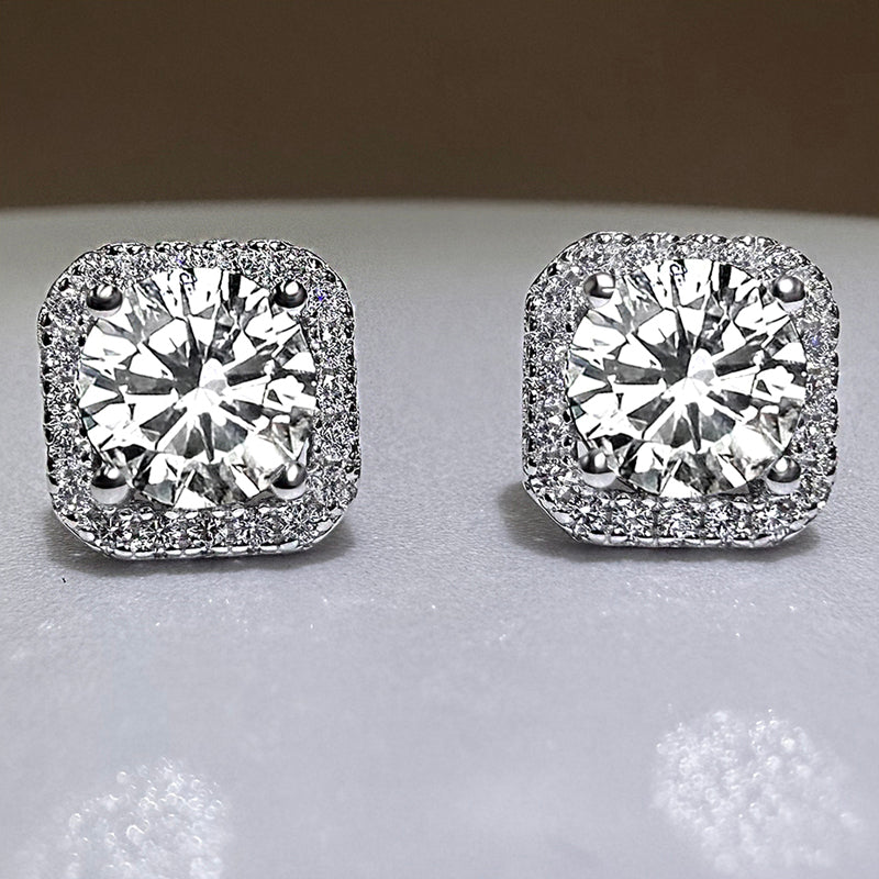 Sterling Silver Ear Studs with 1.5ct Zircon Item no.  EH010A