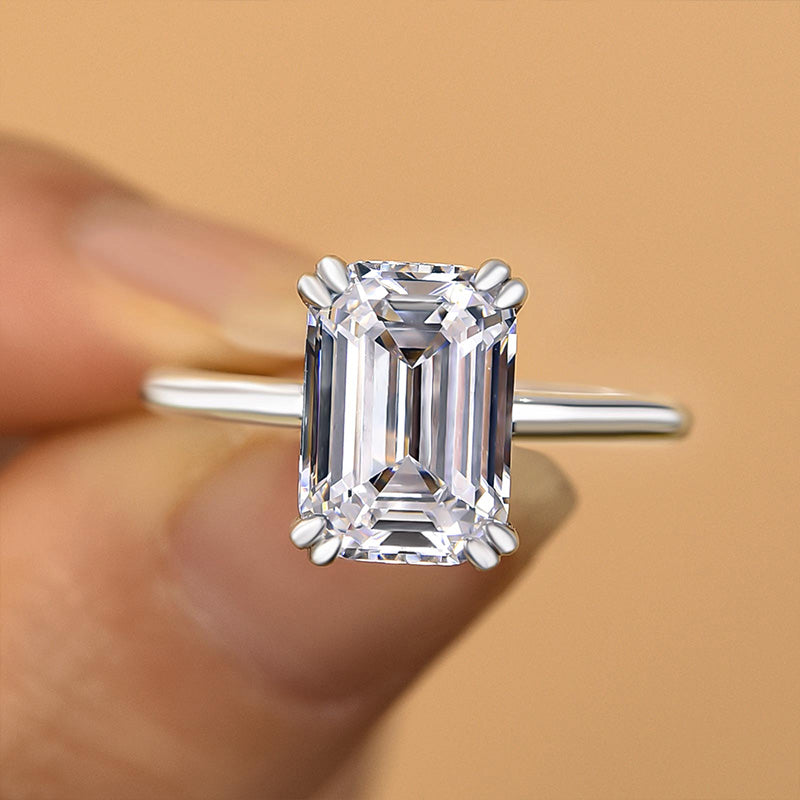 3.5Ct Emerald Cut Two-Tone Engagement Ring