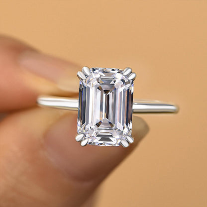 3.5Ct Emerald Cut Two-Tone Engagement Ring
