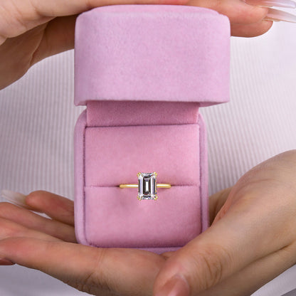 3.5Ct Emerald Cut Two-Tone Engagement Ring
