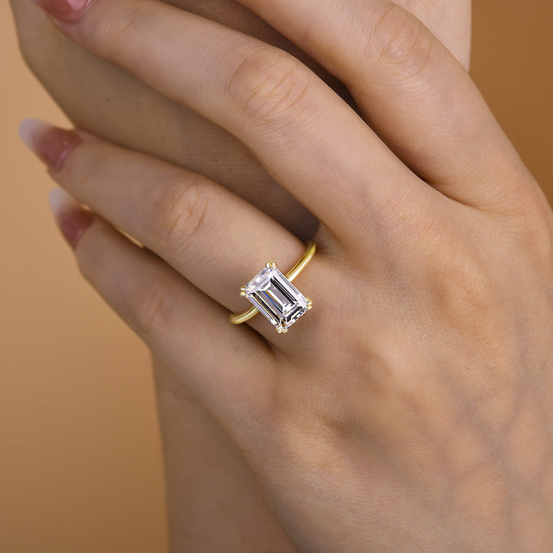 3.5Ct Emerald Cut Two-Tone Engagement Ring