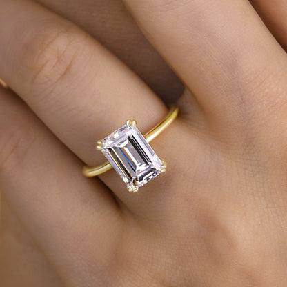3.5Ct Emerald Cut Two-Tone Engagement Ring