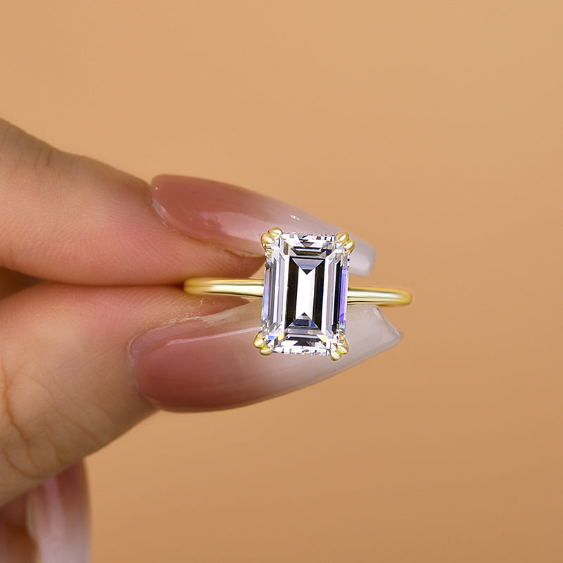 3.5Ct Emerald Cut Two-Tone Engagement Ring