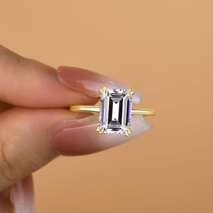 3.5Ct Emerald Cut Two-Tone Engagement Ring