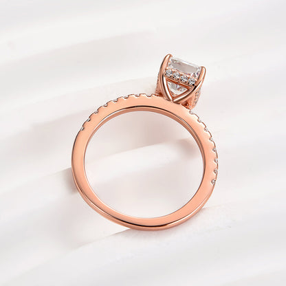 2.0 Carat Radiant Sona Diamond Rose Gold-Plated Sterling Silver Engagement Ring