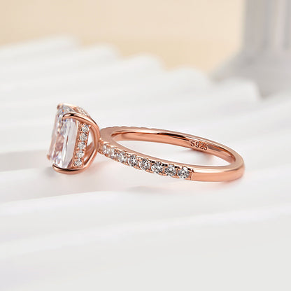 2.0 Carat Radiant Sona Diamond Rose Gold-Plated Sterling Silver Engagement Ring