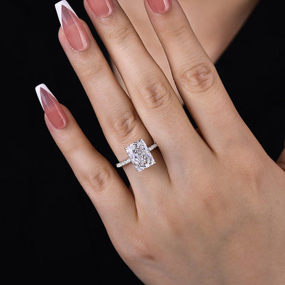 4.5CT Radiant Cut Diamond Ring with 2.5CT Side Stones