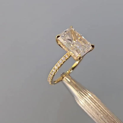4.5CT Radiant Cut Diamond Two Tone Gold Ring