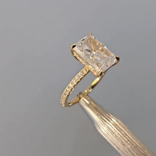 4.5CT Radiant Cut Diamond Two Tone Gold Ring