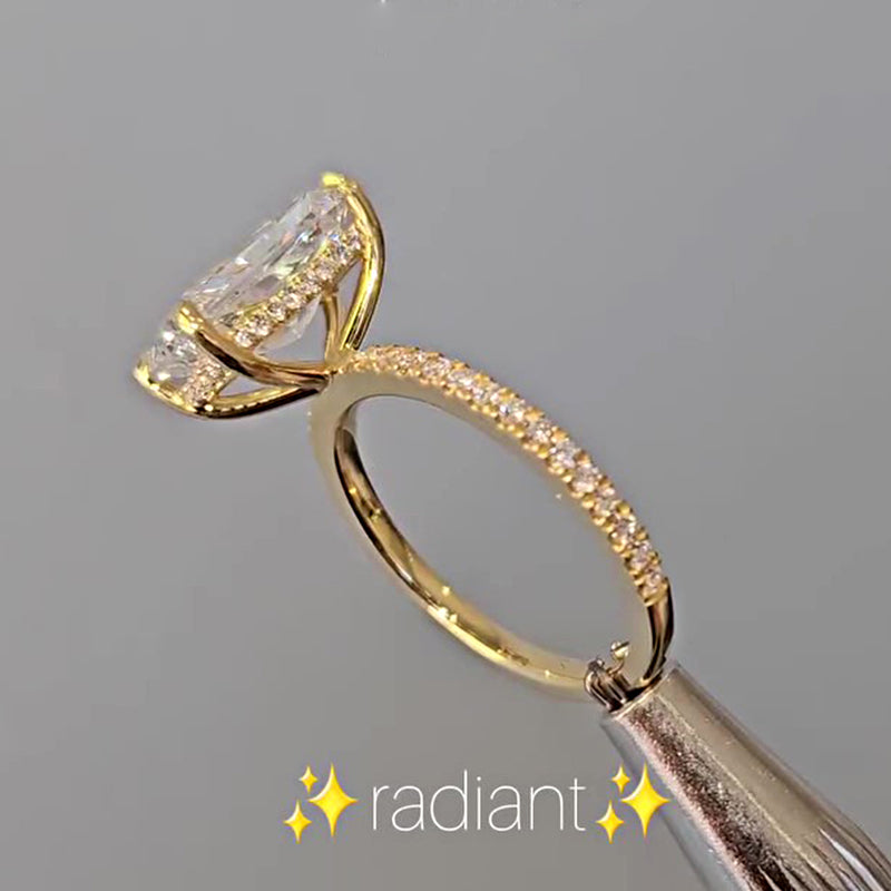 4.5CT Radiant Cut Diamond Two Tone Gold Ring