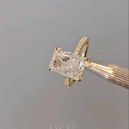 4.5CT Radiant Cut Diamond Two Tone Gold Ring