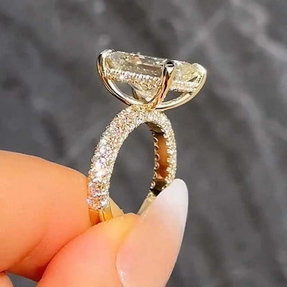 3.5Ct Radiant Cut Sona Diamond Ring 18K Yellow Gold