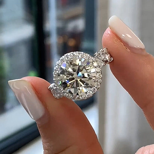 3 Carat Round Cut Halo Engagement Ring White Gold