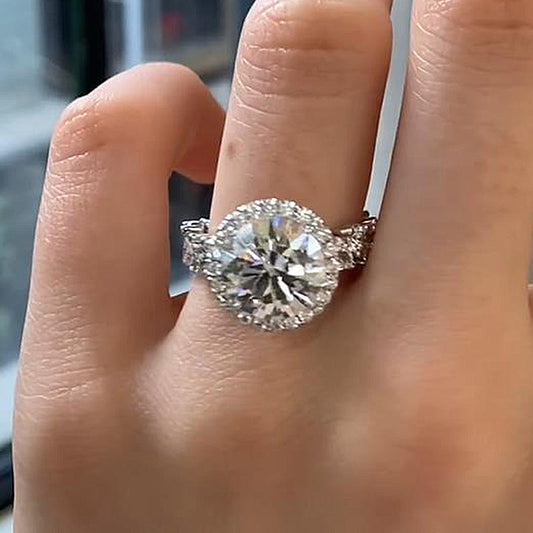 3 Carat Round Cut Halo Engagement Ring White Gold