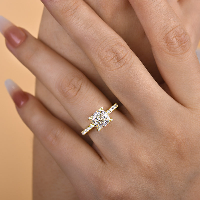 1.5Ct Cushion Diamond Ring with 0.3Ct Accents