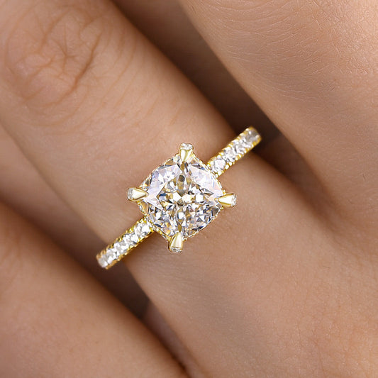 1.5Ct Cushion Diamond Ring with 0.3Ct Accents